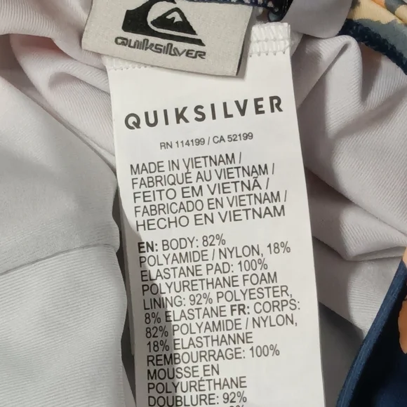 🦋 Quiksilver Tie Front One Piece Swimsuit Dark Denim Large NWT - Picture 11 of 13